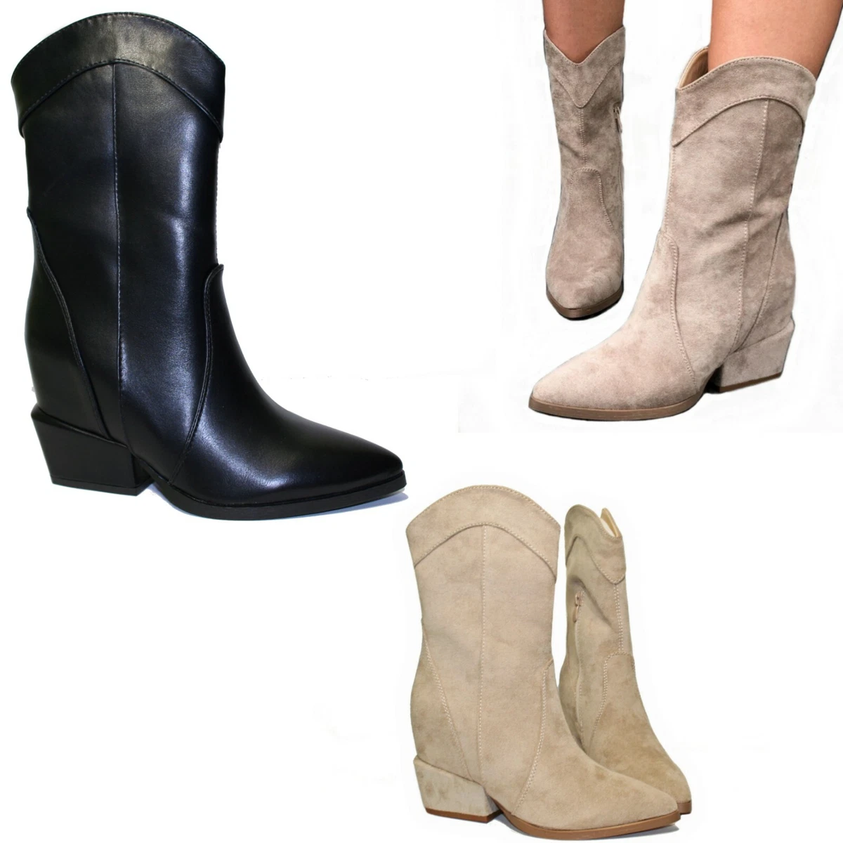 SHOES women s Texan ankle boots boots internal wedge 9 cm up D36