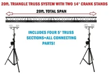 Two 14' Crank Up Stands+Four 5ft. Metal Bolt Connection Triangle Truss Segments 