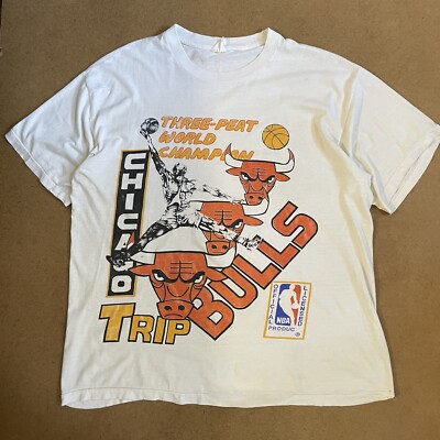 Vintage Chicago Bulls Michael Jordan Tee Peat Bootleg Rap Tee White XL 