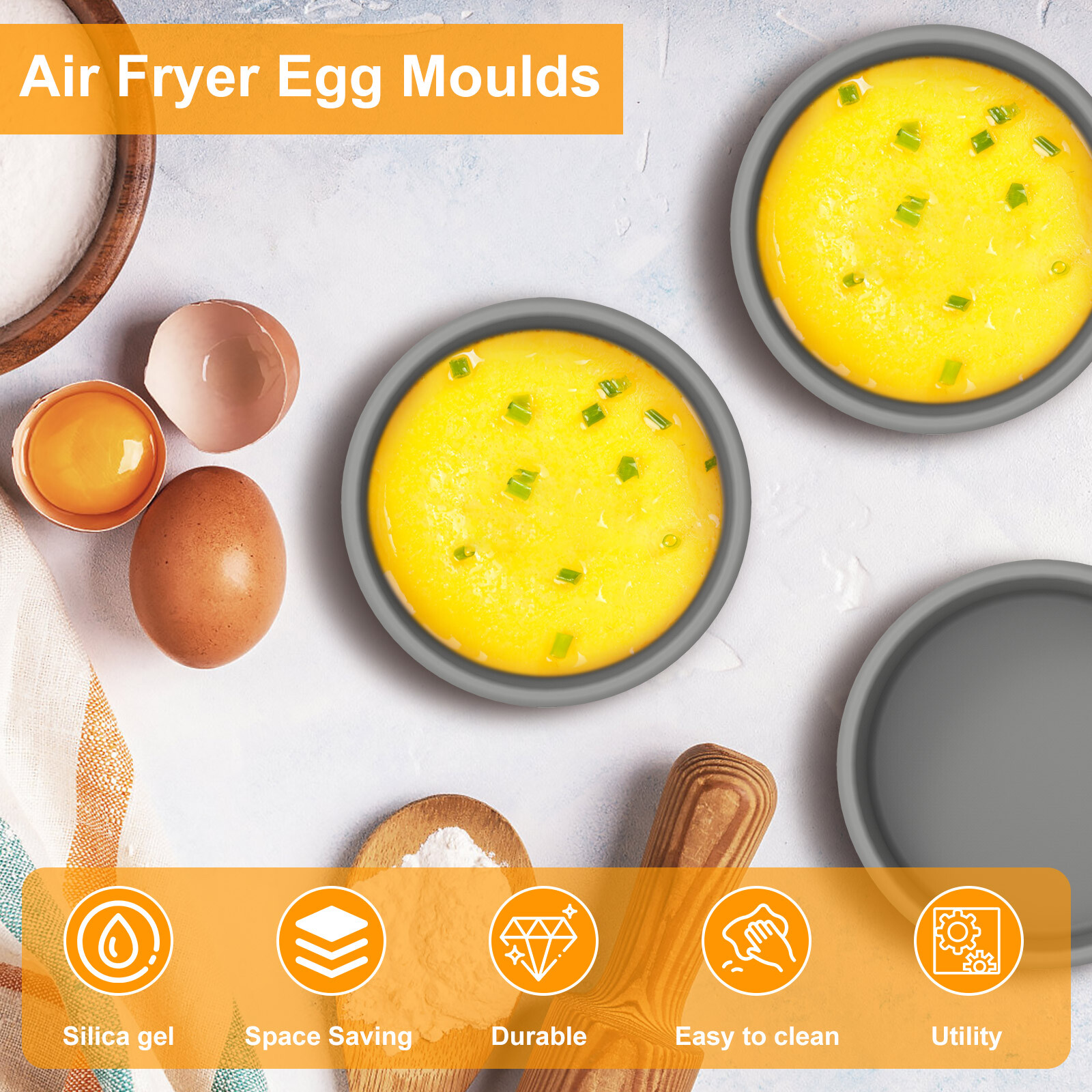 3Pcs Air Fryer Egg Mold Silicone Egg Poacher Cups Nonstick Egg Boiler