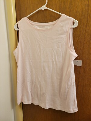 Womens Medium Croft & Barrow Pink classic Tank Top New Nwt Fuzz Due To Cotton 