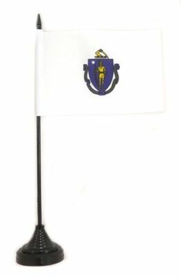 Fahne / Tischflagge USA - Massachusetts 10 x 15 cm Tischfahne Flagge