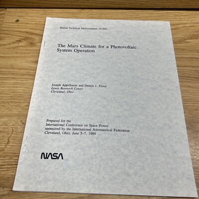 Mars Climate Photovoltaic System Operation 1989 Rare HTF NASA