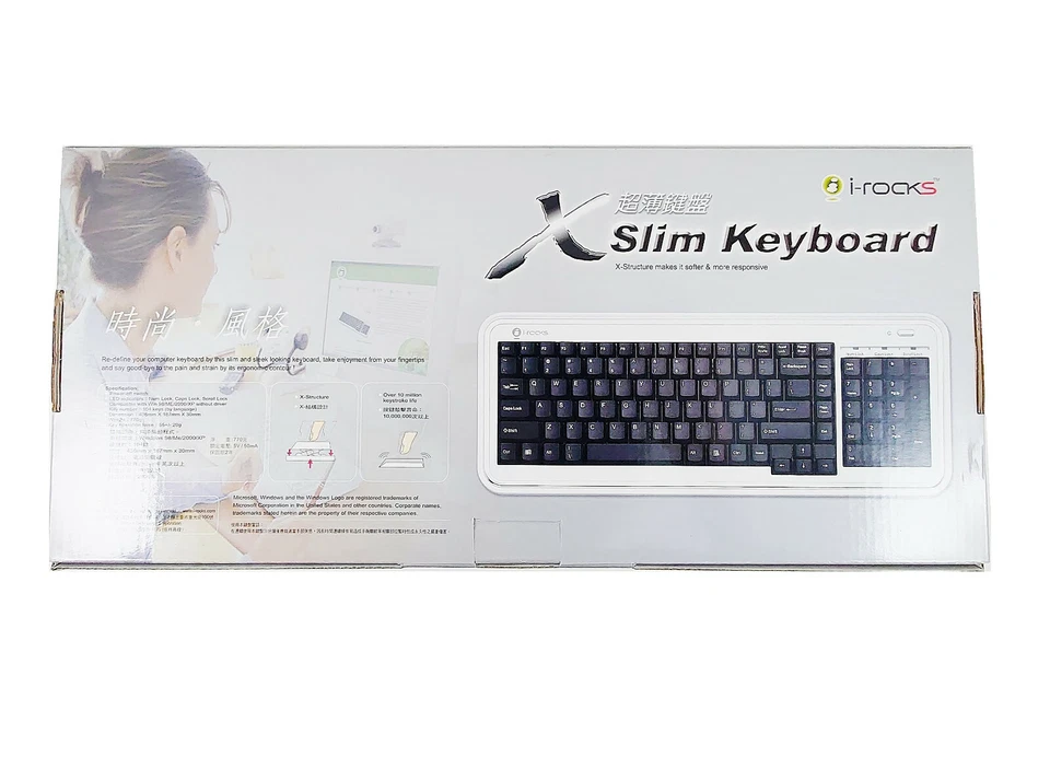 I-Rocks 2-Tone Slim X-SLIM 104 Keys USB PS2 Keyboard Chinese Layout KR-6130 - Image 2 of 4