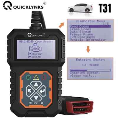 QUICKLYNKS T31 12V Car OBD2 EOBD Scanner Auto Code Reader Engine Diagnostic Tool