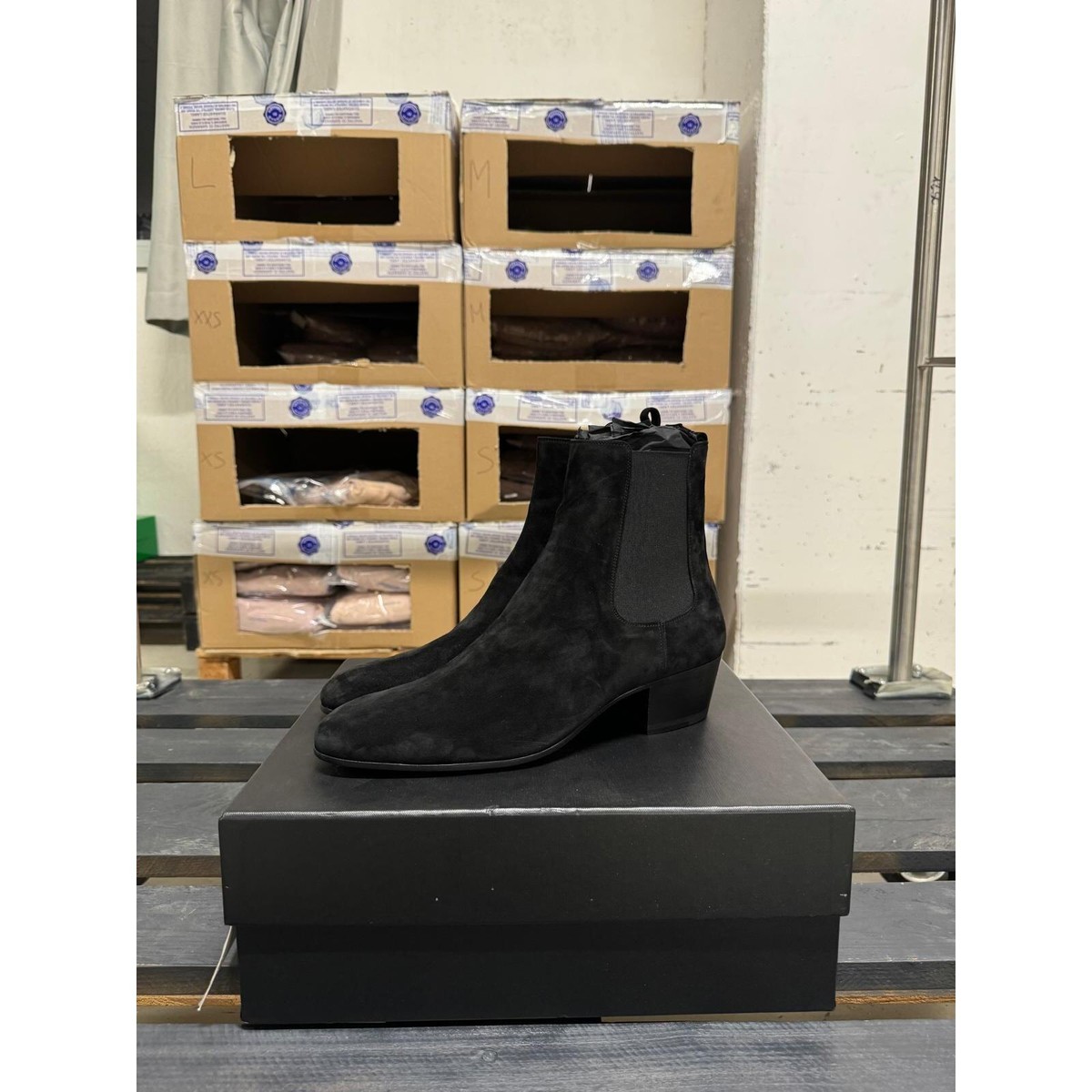 Saint Laurent Paris 507708 Suede Chelsea Boots in Black BNWB 45 | eBay