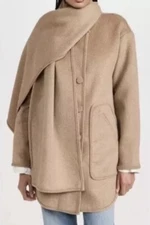Splendid X Cella Jane Blog, Wool Scarf Coat in Camel Sz XS
