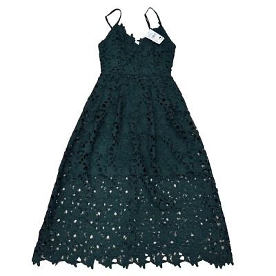 navy blue dress for baby girl $89 NEW ASTR the Label Lace A Line MIDI Dress Butter Cream Size L