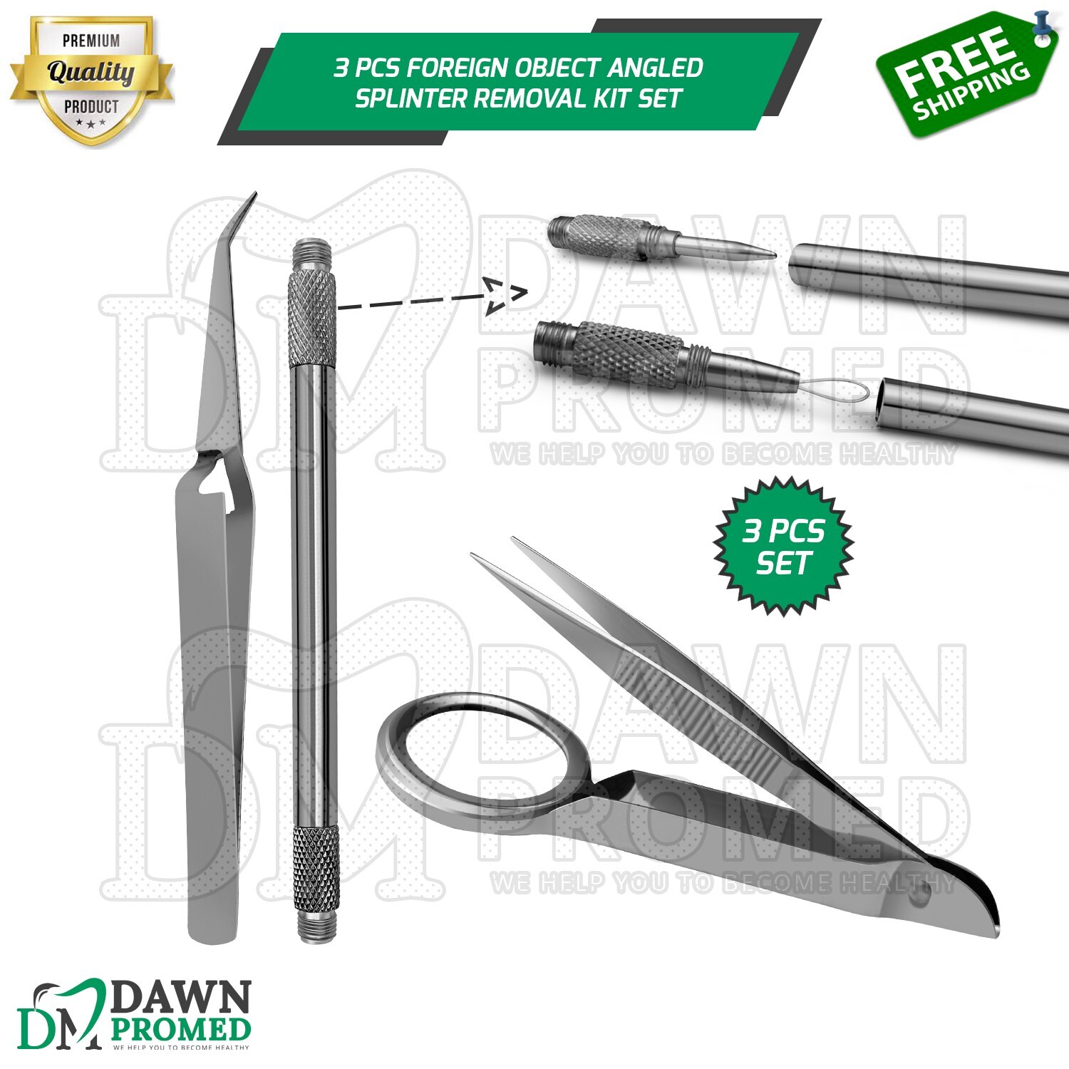 3 Pcs Foreign Object Angled Splinter Removal Kit Probe Eye Surgical ...