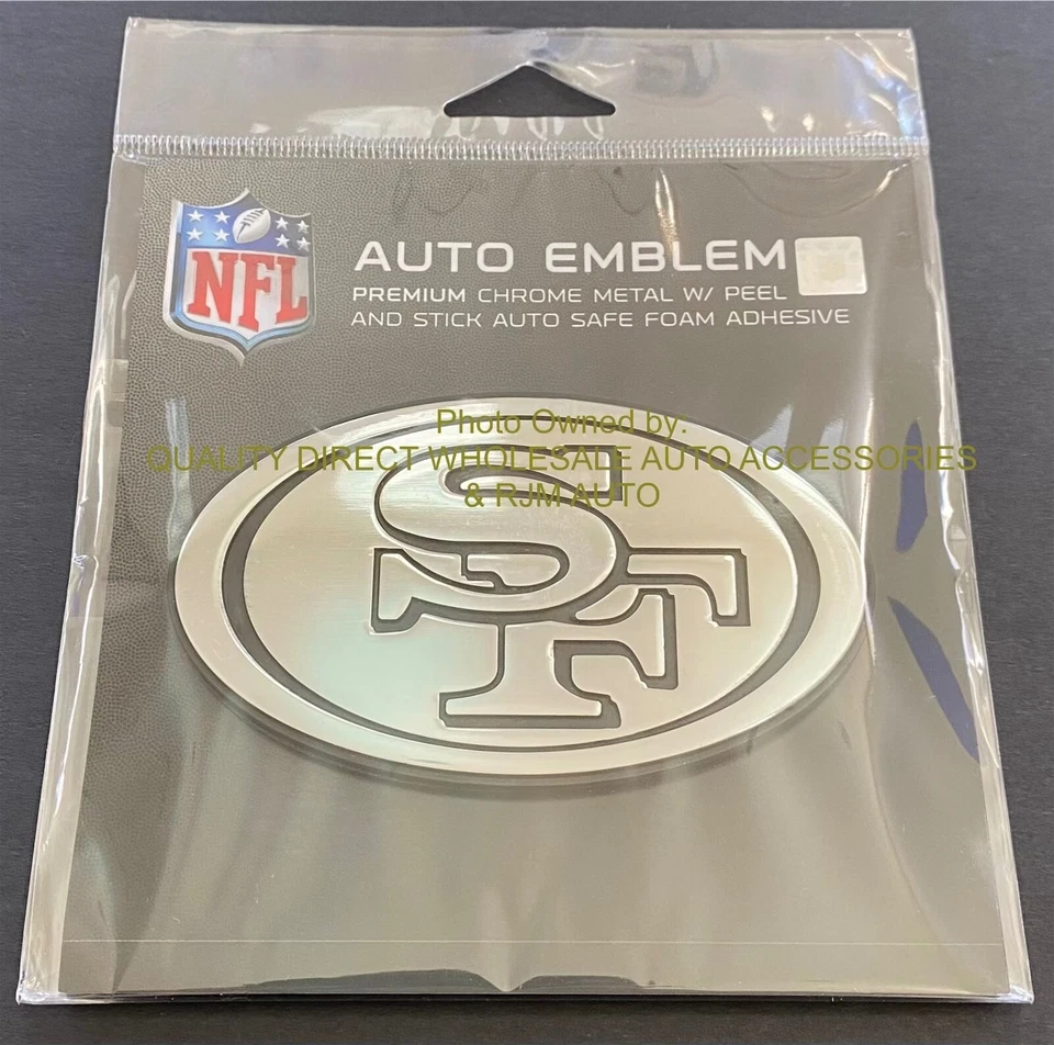 San Francisco 49ers Premium Solid Metal Logo Car Truck Emblem Decal Chrome Auto - Image 3 of 4