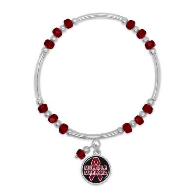 Multiple Myeloma Ivy Red Crystal Awareness Silver Bracelet Jewelry Gift