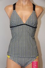 NWT Hula Honey Swimsuit Bikini Tankini 2pc set Sz M Black multi