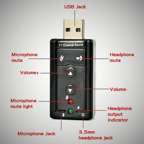 Mini USB 2.0 3D Virtual carte son Externe 7.1 Channel Audio Sound Card Adapter - Photo 2/3