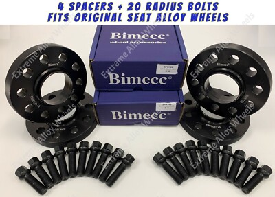 Schwarze Spurverbreiterungen 12mm 15mm für Seat Altea Ateca Leon Alu Radius Schrauben 57