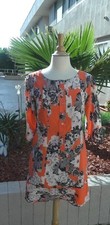 Anthropologie Yoana Baraschi Dress Orange Peach Floral Print Dress Size Small