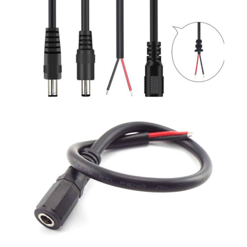 16awg DC Netzstecker Buchse Stecker Kabel Kabel 5,5 mm x 2,1 mm LED Streifen CCTV Kamera - Bild 1 von 10