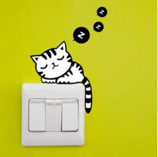 Cat Light Switch Decal-Light/Laptop/Wall/Window Sticker Sleeping ZZZ-Bedroom 