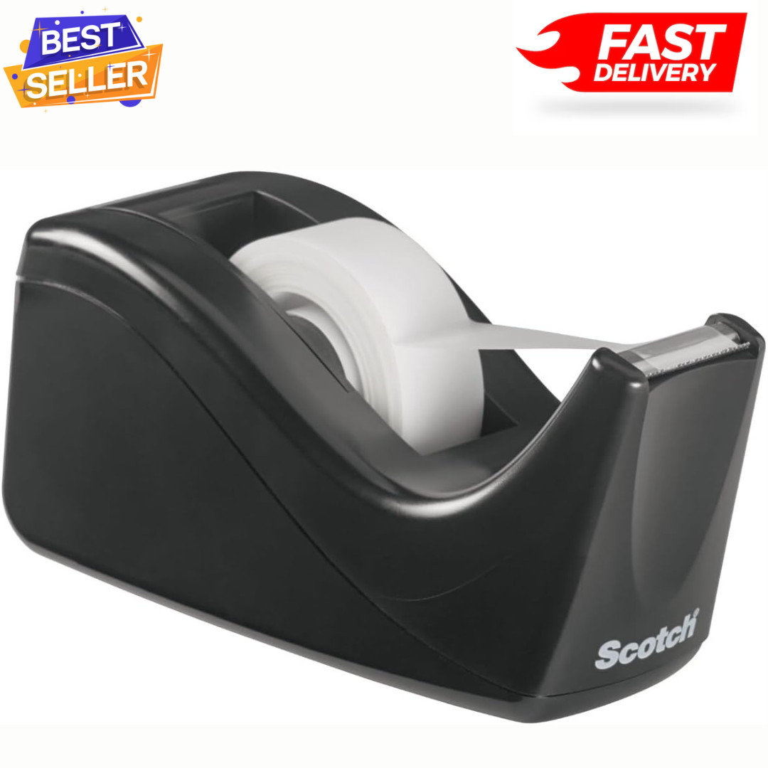 Scotch C60-BK Desktop Desk Tape Dispenser For Office, Heavy Duty, Black