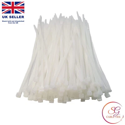 SG CABLETIES Various Size Natural Cable Ties Nylon Plastic Zip Tie Wraps Short Long Strong