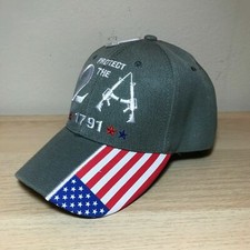 Protect 2nd Amendment 1791 w/ USA Flag Baseball GRAY NRA Cap Hat
