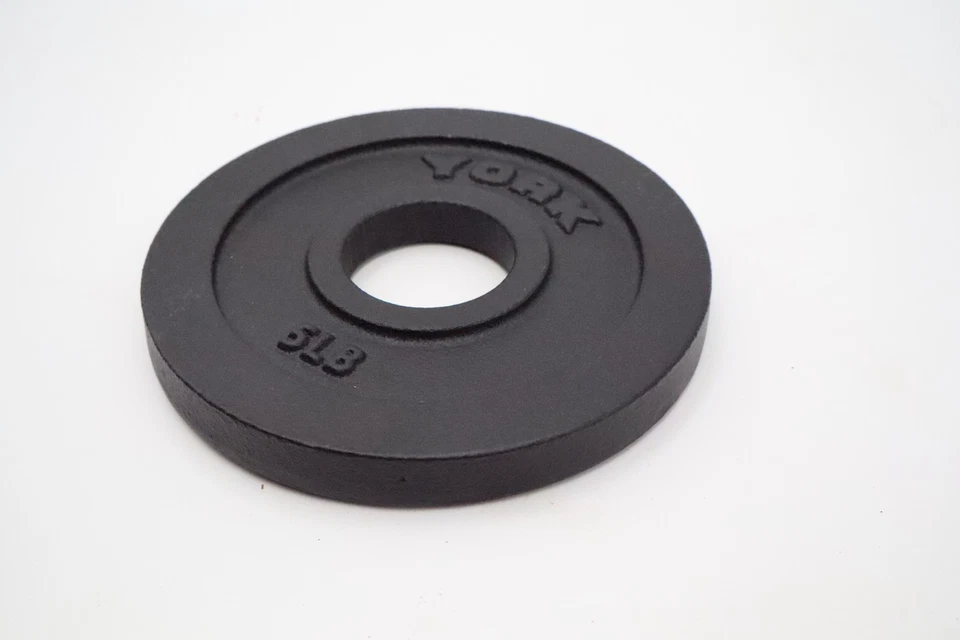 Винтажная олимпийская весовая пластина York 5 фунтов чугунная штанга с отверстием 2 дюйма 5 фунтов - Изображение 3 из 4