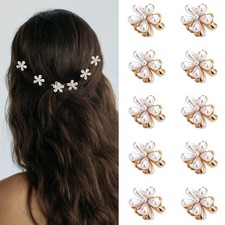 10pcs Small Mini Pearl Flower Claw Clips, Cute Flower Hair Clips for Thin Thi...