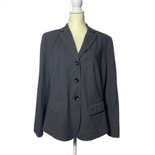 Evan-Picone Charcoal Gray Three Button Front Blazer Women's Size Medium