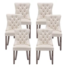 Kiztir Velvet Dining Chairs Set of 6, Upholstered Dining Room Chairs with Ring P