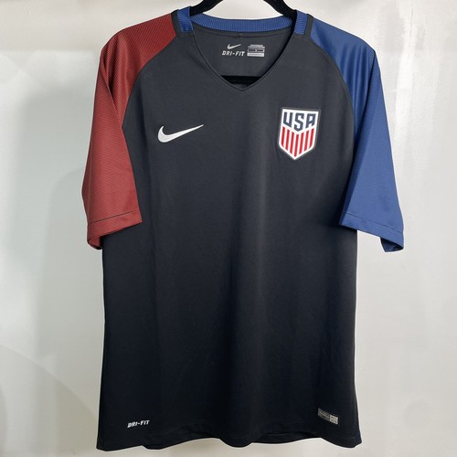 2016 NIKE Mens Jersey Soccer Sz Large Red Blue Black USA National Team Authentic - Picture 1 of 7