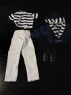 Vintage Barbie Ken Nautical Sailor Outfit Lot Navy White Striped Doll Clothes