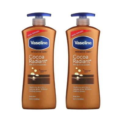 Vaseline Body Lotion Cocoa Radiant Cocoa Butter Intensive Care 600ml (Pack of 2)