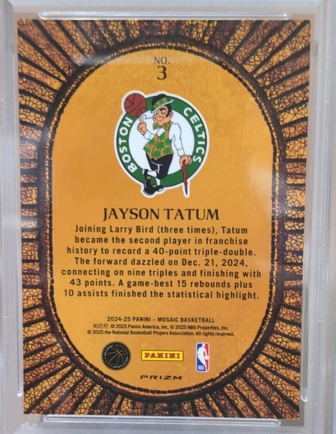 2024-25 Panini Mosaic Micro Mosaic Jayson Tatum Celtics Insert #3 PSA 10 GEM view 5