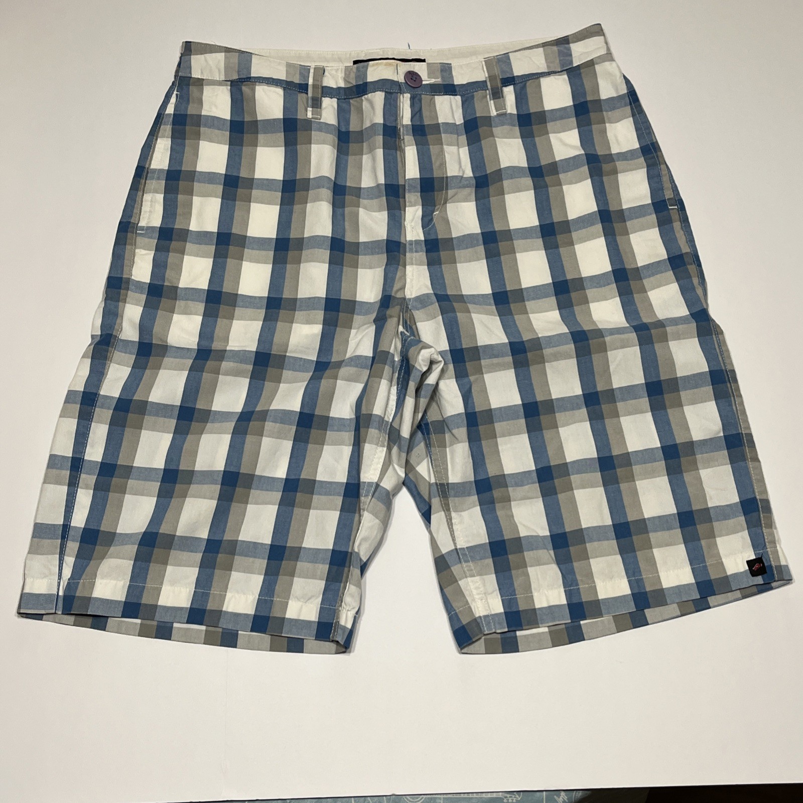 Tony Hawk Plaid Shorts 34 Adult Men's Biking blue/gray/white