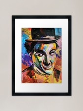 King of laughter charle Chaplin Fra Framed Wall Art Poster Canvas Print Picture