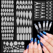 Formas de uñas francesas EBANKU, 144 PIEZAS pegatinas de punta de silicona para doble transparente