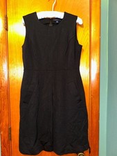 Lands End Tank A-Line Black Dress Sz 8 Pockets Zip Little Black Dress