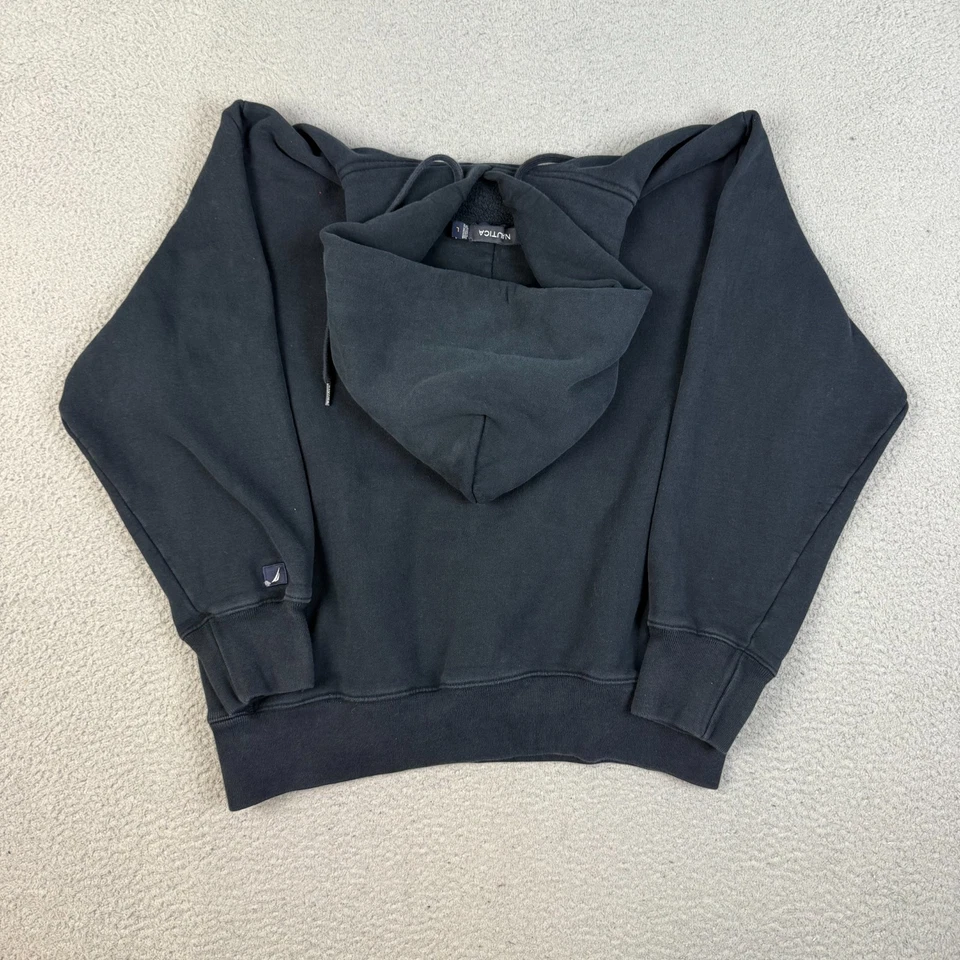 Suéter com capuz vintage náutica anos 90 Y2K clássico logotipo central masculino grande jumper - Imagem 2 de 4