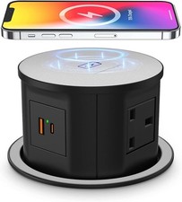 Automatic Pop up Power Socket with 15W Wireless Charger,Pop up Plug Extension So