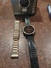 Garmin fenix 5S Sapphire Edition GPS Watch 42mm  Black Gold Box Good Condition!