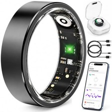 Smart Ring Fitness Tracker for Men  Women with Sleep, Heart Rate  SpO2 Black
