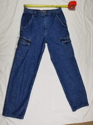 Brittania Cargo Jeans 32x34 Men's Blue Denim Straight Leg Skate Medium Wash