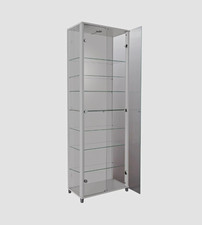 Silver Freestanding Glass Display Cabinet, 2 Doors, 7 Shelves, 171.8cm