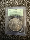 1890 $1 Morgan Silver Dollar- 90% Silver- Vintage Old Green Holder- Great Coin