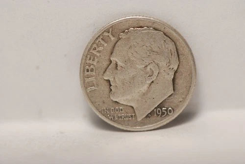 USA, 1950-P Roosevelt Dime, KM195, silver, .0723oz. Fine+, NR, 2-2