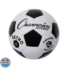 Champion Sports Retro Soccer Ball, Size 4 , Black/White