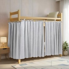 Calm Cozy Blackout Curtain for Bottom Bunk 1 Bunk Bed Curtain, Easy Tie Grey