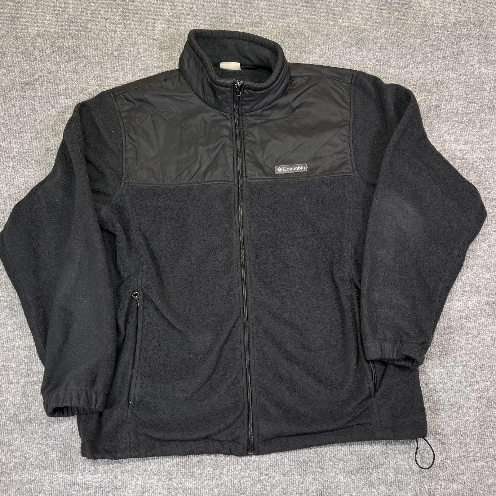 Columbia Jacket Mens XL Black Fleece Full Zip Collared Zip Pockets Windbreaker