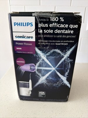 Philips Sonicare Power Flosser 3000 Water Flosser HX3711/20 w/ Tips White/Purple