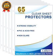 65 Pack Clear Sheet Protectors, 8.5 X 11 Inch Page Protectors for 3 Ring