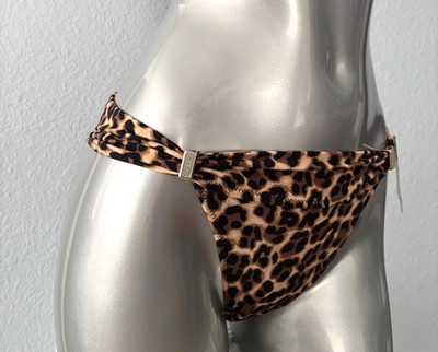 Victoria's Secret Swim Bikini Bottom Nwt Leopard True Cat w/ Gold Hardware